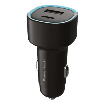 POWERTECH φορτιστής αυτοκινήτου PT-1539, USB & USB-C, 85W, μαύρος