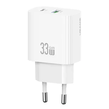 USAMS φορτιστής τοίχου CC317, USB & USB-C, 33W, GaN, λευκός