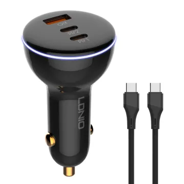 LDNIO φορτιστής τοίχου Q366 με καλώδιο, USB/2x USB-C, 65W, GaN, μαύρος