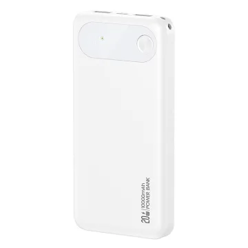 USAMS power bank CD249 με οθόνη, 3x θύρες εξόδου, 10000mAh, PD20W, λευκό