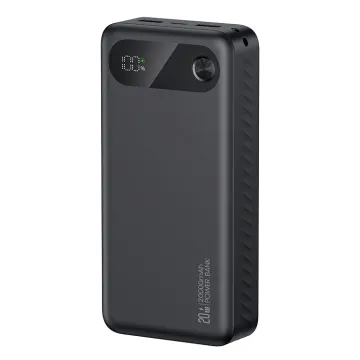 USAMS power bank CD251 με οθόνη, 3x θύρες εξόδου, 20000mAh, PD20W, μαύρο