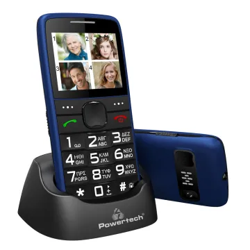 POWERTECH κινητό τηλέφωνο Sentry Eco V2, dual SIM, πλήκτρο SOS, μπλε