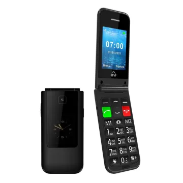POWERTECH κινητό τηλέφωνο Sentry Dual II V2, 2 οθόνες, dual SIM, πλήκτρο SOS, μαύρο