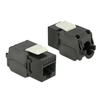 POWERTECH keystone module RJ45 female CAB-N450, Cat.6Α UTP 180°, μαύρο