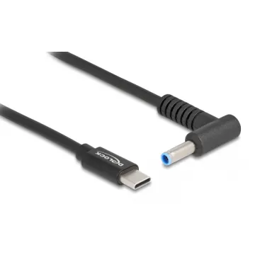 DELOCK καλώδιο τροφοδοσίας laptop 87971, USB-C σε HP 4.5x3.0mm, 1.5m, μαύρο