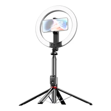 USAMS φωτιστικό δαχτυλίδι LED ZB323 με τρίποδο & βάση smartphone, μαύρο