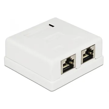 POWERTECH επιτοίχια πρίζα δικτύου CAB-N130, 2 θυρών, Cat.6 UTP, λευκή