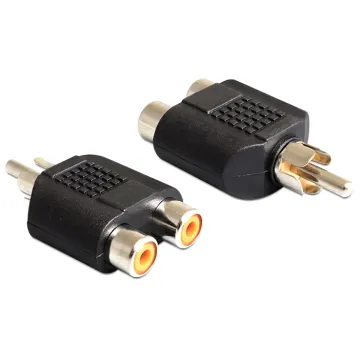 DELOCK αντάπτορας από 2x RCA θηλυκό σε 1x RCA αρσενικό 84499, μαύρος