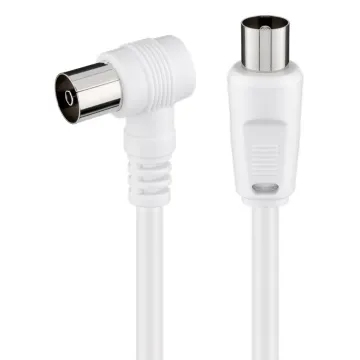 POWERTECH καλώδιο κεραίας RF αρσενικό - RF θηλυκό CAB-V040, γωνιακό, λευκό, 1.5m