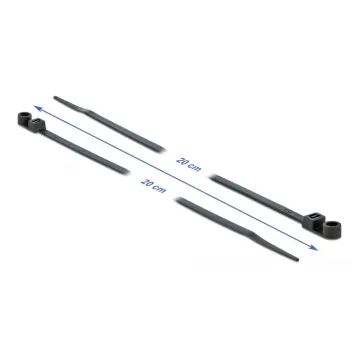 DELOCK Δεματικά καλωδίων 18950 με οπή στερέωσης, 200x4.8mm, μαύρα, 10τμχ