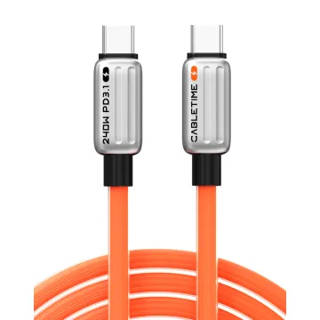 CABLETIME καλώδιο USB-C CT-CM240-ZSO2, 240W, 480Mbps, 2m, πορτοκαλί