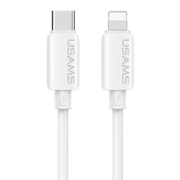 USAMS καλώδιο Lightning σε USB-C SJ788, σιλικόνης, 30W, 480Mbps, 1m, λευκό