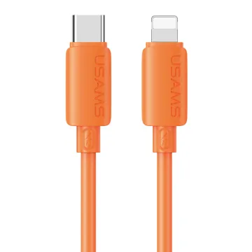 USAMS καλώδιο Lightning σε USB-C SJ788, σιλικόνης, 30W, 480Mbps, 1m, πορτοκαλί