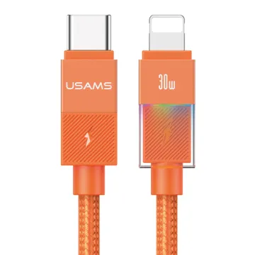 USAMS καλώδιο Lightning σε USB-C SJ776, 30W, 480Mbps, 1.2m, πορτοκαλί