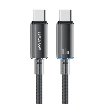USAMS καλώδιο USB-C σε USB-C US-SJ660, 100W, 480Mbps, 1.2m, μαύρο
