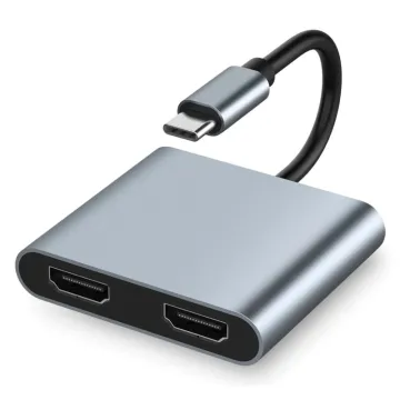 POWERTECH docking station CAB-UC083, 2 θυρών HDMI, USB-C, 4K, γκρι
