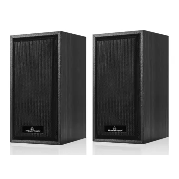 POWERTECH ηχεία Premium sound PT-845 από ξύλο, 2x 3W, 3.5mm, μαύρα