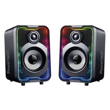 POWERTECH ηχεία PT-1575 με RGB φωτισμό, 2x 5W, Bluetooth & USB/USB-C, μαύρα