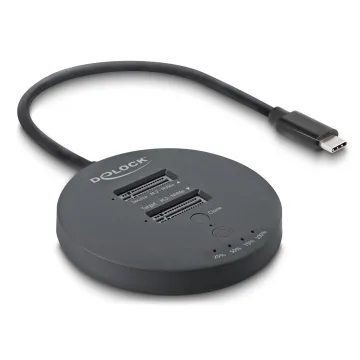 DELOCK docking station για M.2 NVMe PCIe SSD 64364, 2 θέσεων, 20Gbps, clone function, μαύρο