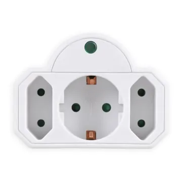 POWERTECH αντάπτορας ρεύματος PT-816 με προστασία υπέρτασης, 1x schuko, 2x euro, 16A, λευκός