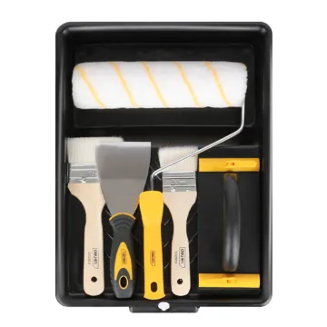 DELI σετ βαφής DL528006, ρολό/2x πινέλα/σπάτουλα/γυαλοχαρτιέρα/σκάφη, 6τμχ