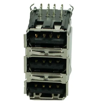 USB 2.0 Connector Triple, up, Silver/Black