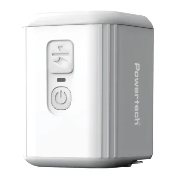 POWERTECH μίνι τρόμπα PT-1553 με φακό, 5W, επαναφορτιζόμενη, λευκή
