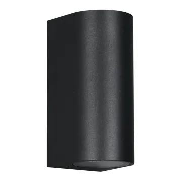 POWERTECH φωτιστικό τοίχου HLL-0188 για 2x GU10 λάμπες, μεταλλικό, IP65, μαύρο