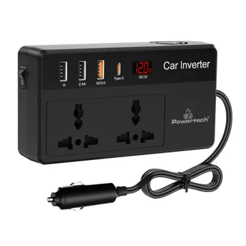 POWERTECH inverter αυτοκινήτου PTL-023, 200W, 12V DC σε 220V AC, με USB-C/3x USB