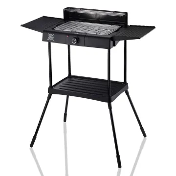 BRUNO επιδαπέδια ηλεκτρική ψησταριά BRN-0190, 2400W, με βάση & ρυθμιζόμενο θερμοστάτη, μαύρη