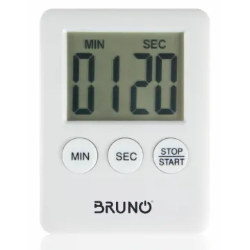BRUNO χρονόμετρο & αντίστροφη μέτρηση BRN-0063, LCD, με μαγνήτη, λευκό