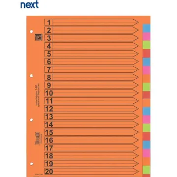 Next διαχωριστικά χάρτινα ντοσιέ 1-20 Α4 (ΤΕΜ10)