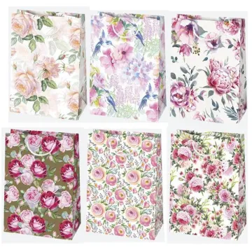 Χάρτινη τσάντα Floral mix (T5_OG_147 ) Υ32x23x11 εκ. (ΠΑΚ10)