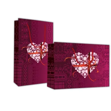 Next χάρτινη τσάντα Ροζ Καρδιά με κορδέλα Υ26x36x12 (ΠΑΚ12)