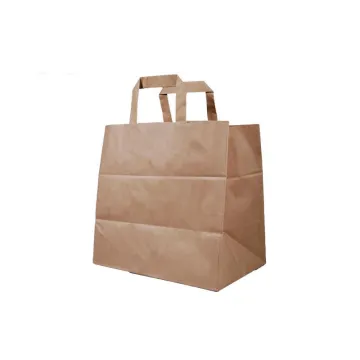 Next χάρτινη τσάντα delivery καφέ με πλακέ χερούλι Υ25x26x17εκ. Δυνατότητα εκτύπωσης (ΤΕΜ50)