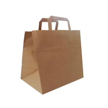 Next χάρτινη τσάντα delivery καφέ με πλακέ χερούλι Υ27x32x17εκ. Δυνατότητα εκτύπωσης (ΤΕΜ50)