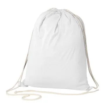 Τσάντα-πουγκί υφασμάτινη 100% cotton λευκή Υ52x40x3εκ. Δυνατότητα εκτύπωσης