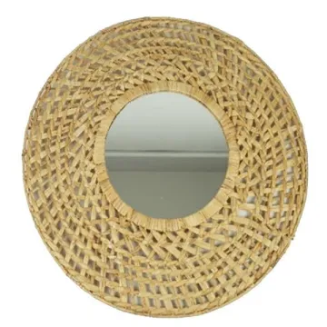 Καθρέφτης στρογγυλός BOHO Ø90εκ. με μεταλλικό πλαίσιο, από rattan επενδεδυμένος με φυσικές θαλάσσιες ίνες.