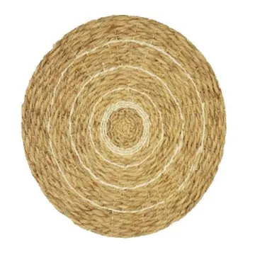 Ψάθινο διακοσμητικό τοίχου boho δίχρωμο από rattan Ø80xΥ6εκ