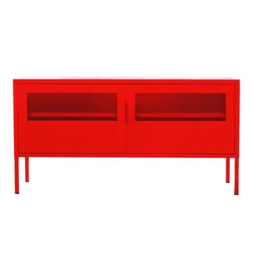 Έπιπλο τηλεόρασης μεταλλικό Nextdeco με ανοιγόμενες πόρτες κόκκινο Υ60x118x40εκ.