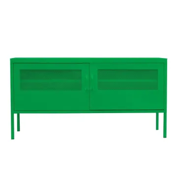 Έπιπλο τηλεόρασης μεταλλικό Nextdeco με ανοιγόμενες πόρτες πράσινο Υ60x118x40εκ.