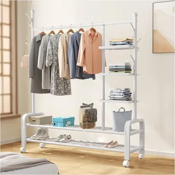 Κρεμάστρα ράγα οργάνωσης ρούχων Nextdeco λευκή Υ165x37x150εκ.