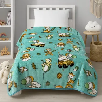 Κουβέρτα παιδική happy zoo βελουτέ από 100% polyester 150x220εκ.