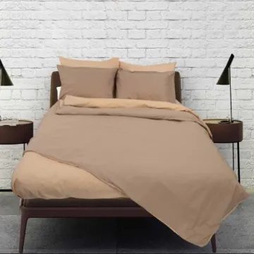 Σετ σεντόνια υπέρδιπλα RAINBOW Smoke-Beige από 50% βαμβάκι 220x250εκ.