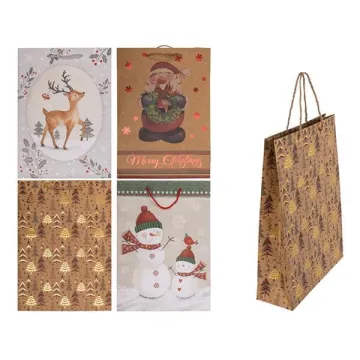 Χάρτινες τσάντες χριστουγεννιάτικες Warm Christmas Υ34,5x25x8,5εκ. (ΠΑΚ12)