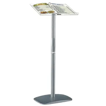 Σταντ παρουσίασης 2xA4 ασημί inox - plexiglass Υ98εκ.