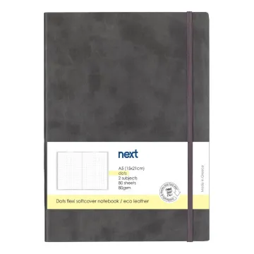 Next Premium γκρι τετράδιο Dots flexi λάστιχο 2 θέματα 80 φύλλα 14x21εκ. Δυνατότητα εκτύπωσης