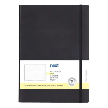 Next Premium μαύρο τετράδιο Dots flexi λάστιχο 2 θέματα 80 φύλλα 17x25εκ. Δυνατότητα εκτύπωσης