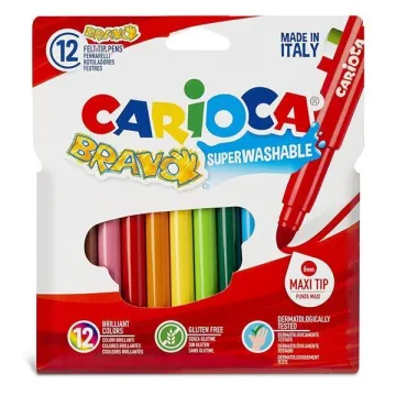 Carioca Bravo super washable μαρκαδόροι 12 χρωμάτων (ΤΕΜ6)