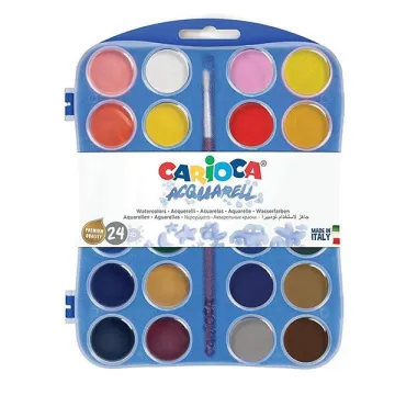 Carioca νερομπογιές 24χρωμάτων των 12ml με πινέλο (ΤΕΜ6)